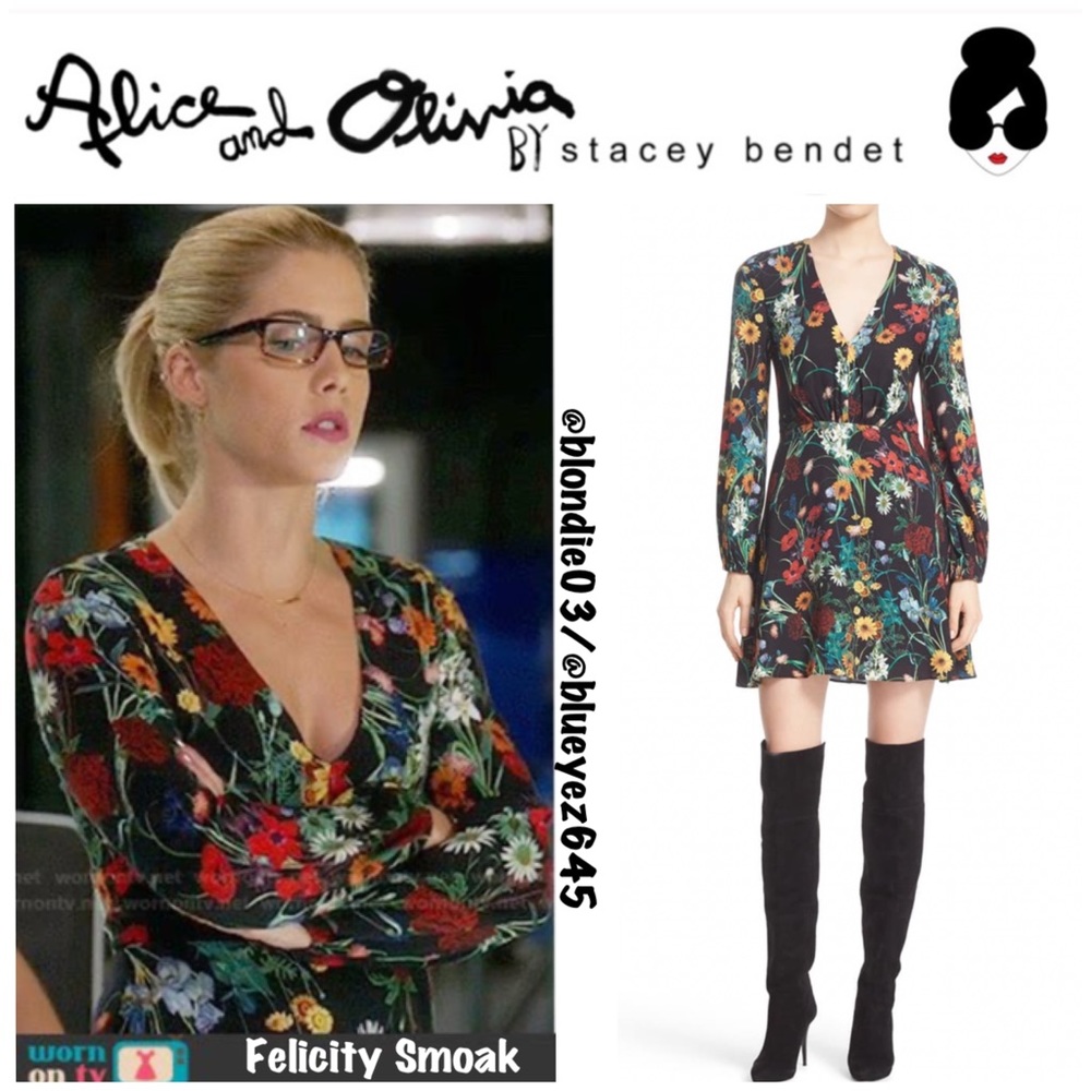 Alice + Olivia “Carey” floral blouson dress 0